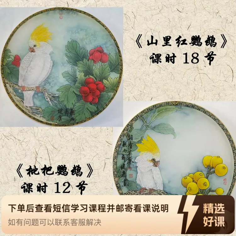 于健康工笔画·花鸟——《葵头鹦鹉二联》（留意短信解锁课程）