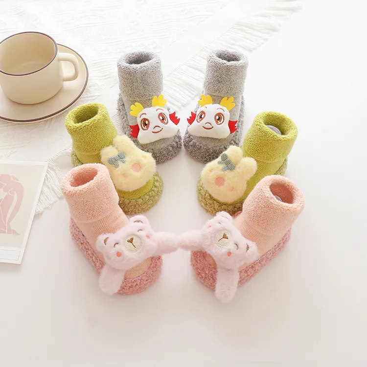 0-2岁新生儿婴幼学步袜男女宝软底防滑地板袜1-3岁幼儿防滑拖鞋