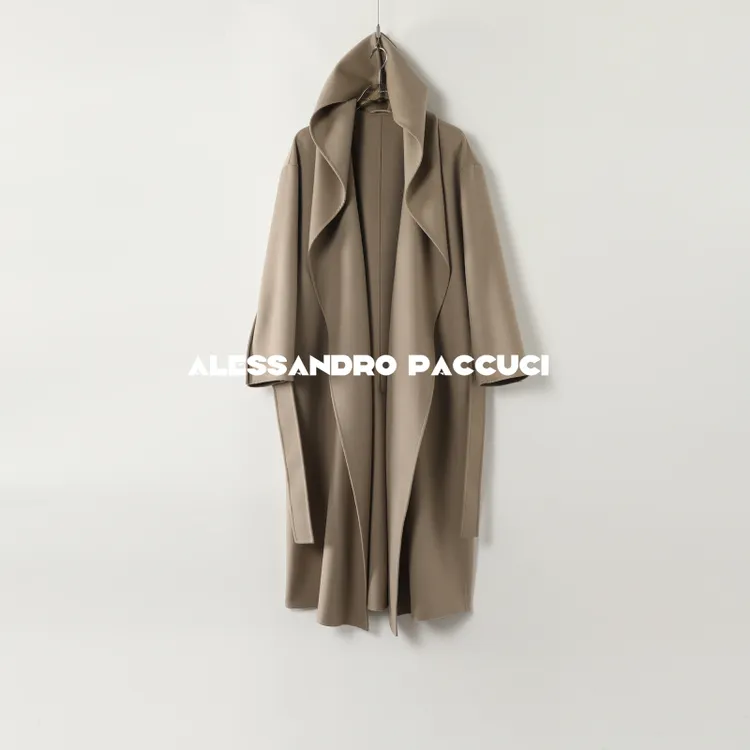 AP洛哥44038DY【秘语】绵羊毛双面呢连帽腰带气质百搭长大衣2024冬