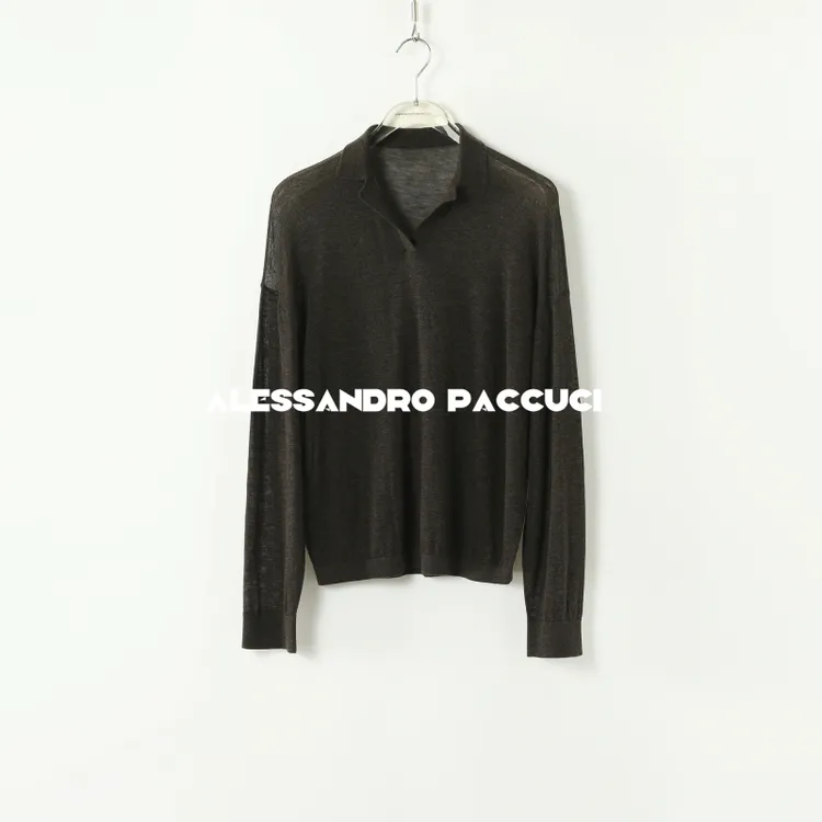 AP洛哥44169ST【呼吸】1OO羊毛POLO领墨绿色时尚百搭套头衫