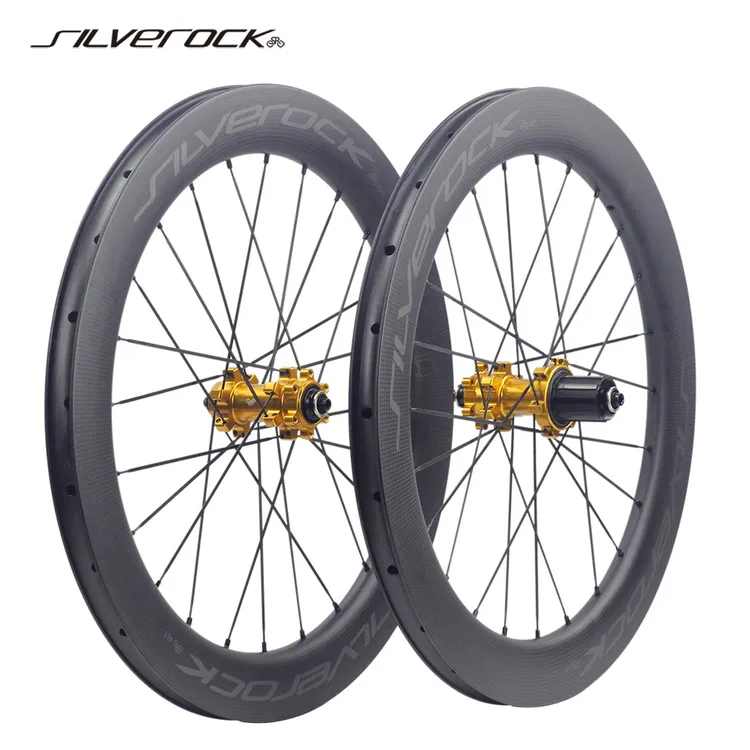 SILVEROCK碳纤维 SR50轮组20寸451 406直拉碟刹小轮折叠自行车轮