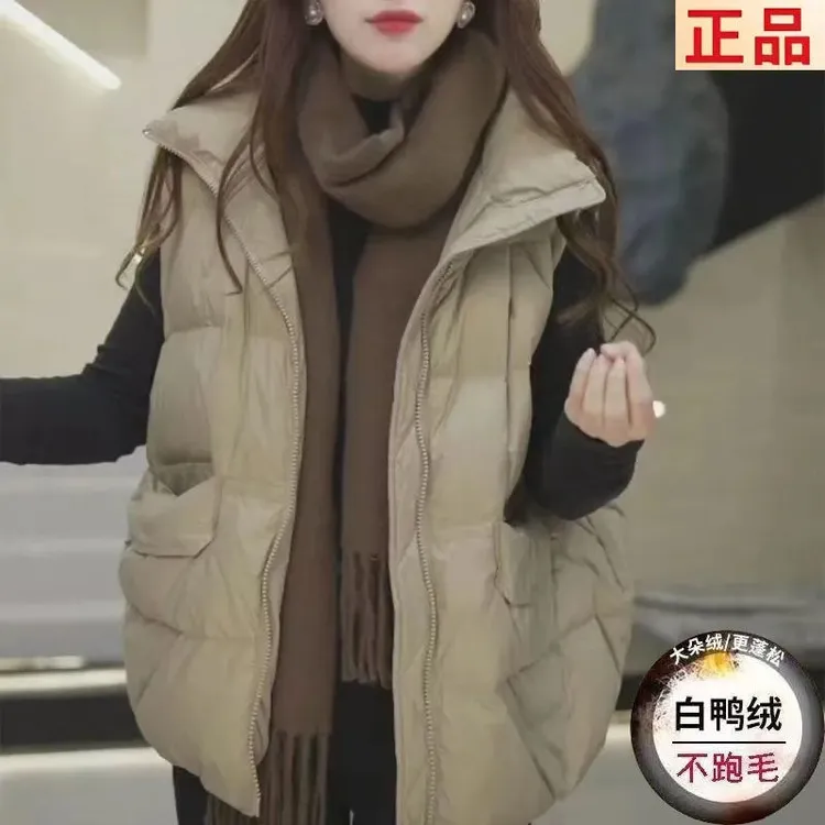 【白鸭绒】2025新款马甲羽绒女外穿洋气时尚秋冬款宽松白鸭绒坎肩女