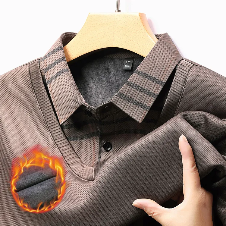 雅鹿男装【加绒加厚】男士假两件高档宽松秋冬季保暖中老年针织衫