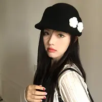 MUSTKOO/玛诗杜秋冬花朵贝雷帽