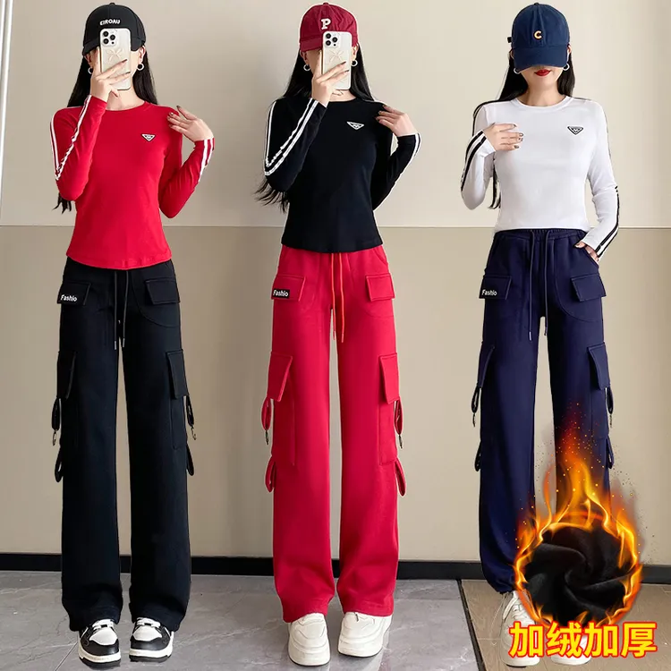 【加绒】秋冬加绒加厚工装裤运动健身户外团队曳步舞鬼步舞跳操裤子