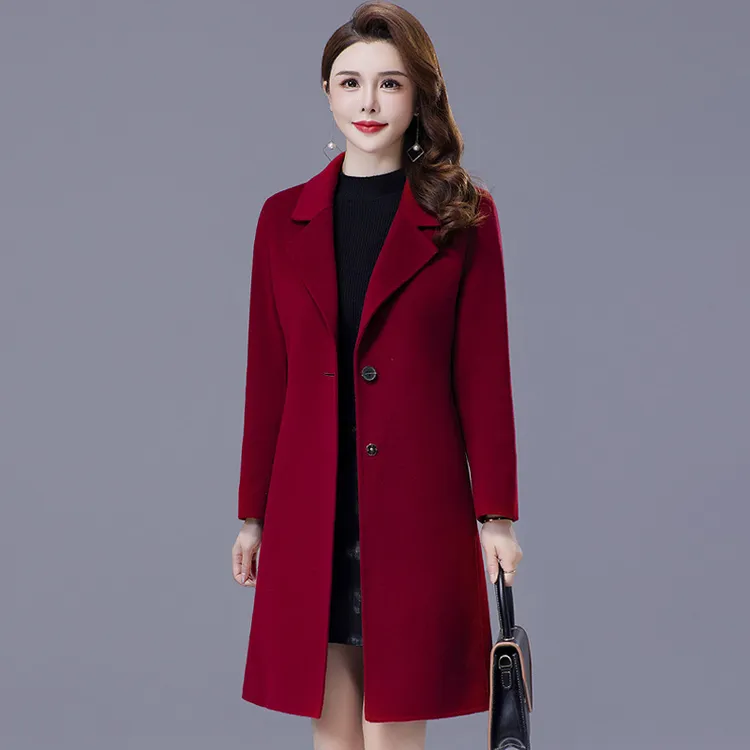 双面羊绒大衣女2023年新款中长款秋冬羊毛呢外套小个子妈妈装时尚