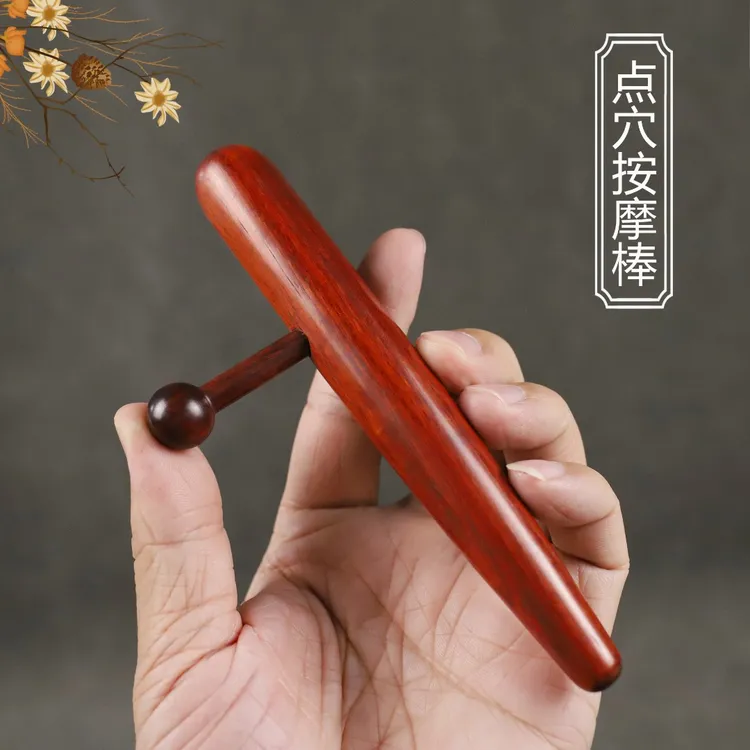 檀木拨筋棒按摩棒全身穴位美容院便携式点穴按揉棒家用木质圆头