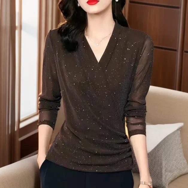 长袖T恤女高端轻奢档打底衫女内搭大码洋气上衣中老年女装妈妈装