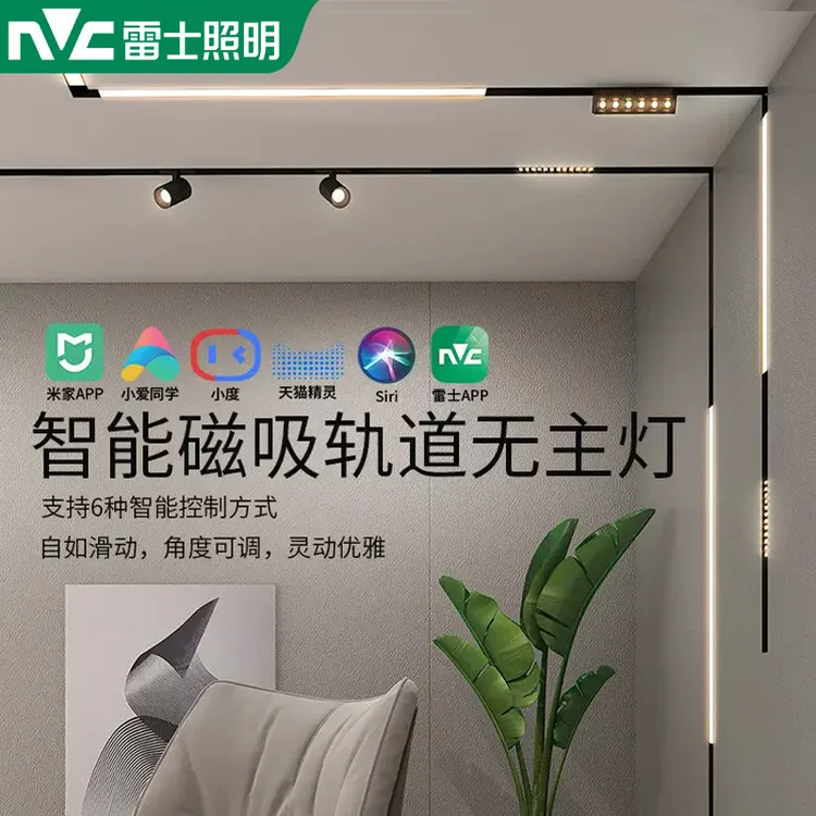 雷士照明智能磁吸轨道灯无主灯家用线条射灯无边框嵌入式商业照明