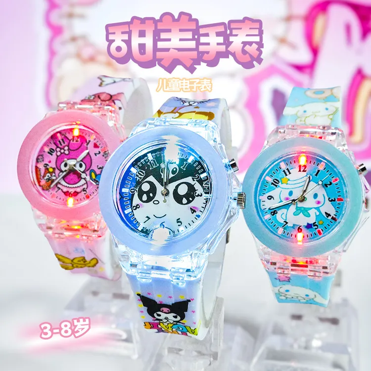 卡通可爱电子男女童彩色发光上学看时间儿童小女孩手表儿童电子表