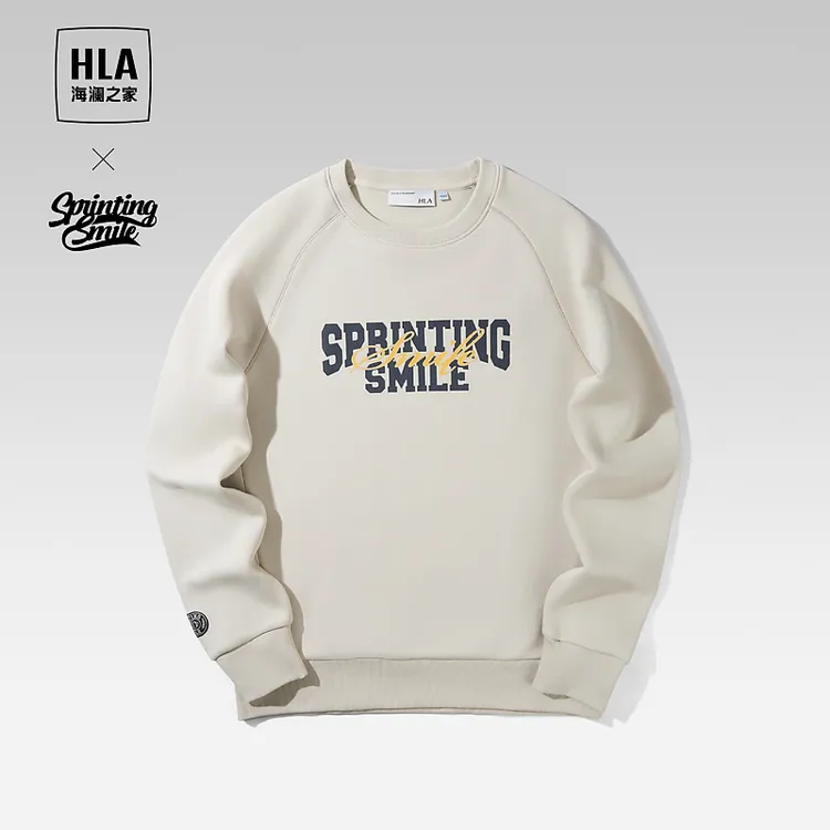 【弹柔珠地】HLA海澜之家23秋新插肩袖圆领男士时尚卫衣HNZWW3Y027A