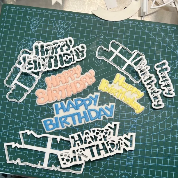 三款HB字母生日快乐翻糖切模3D打印模具