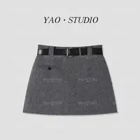 秋冬季（送腰带）新款半身毛呢百搭高腰裙百搭简约半裙