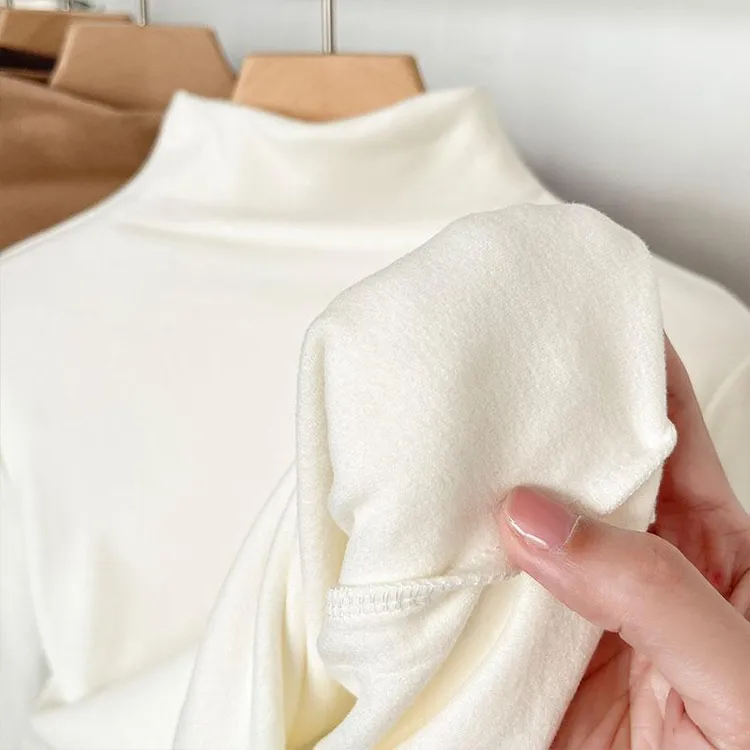 双面德绒半高领打底衫女秋冬内搭2025新款长袖修身保暖内搭上衣