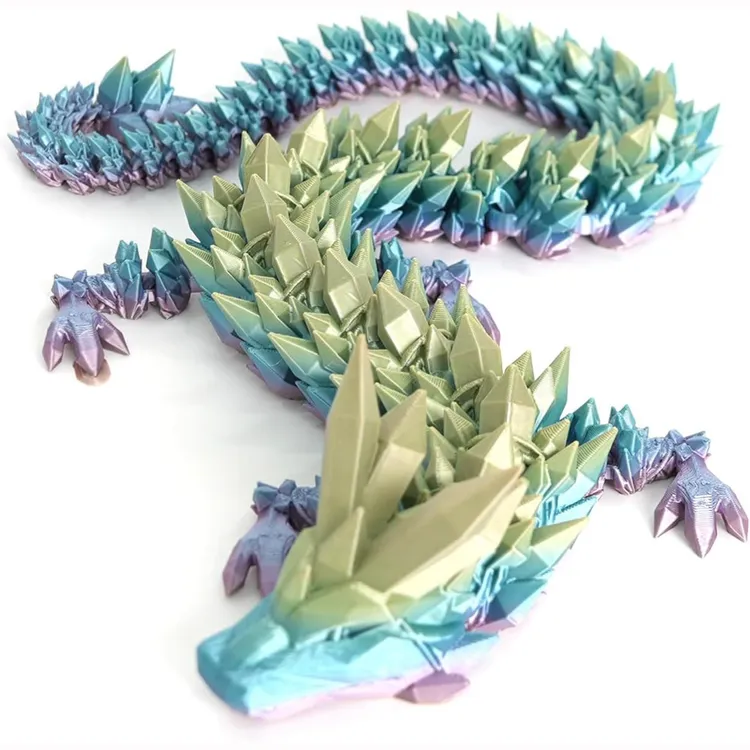 3D打印玩具龙可动关节仿真水晶龙炫彩父亲节礼品夜光模型彩色防水