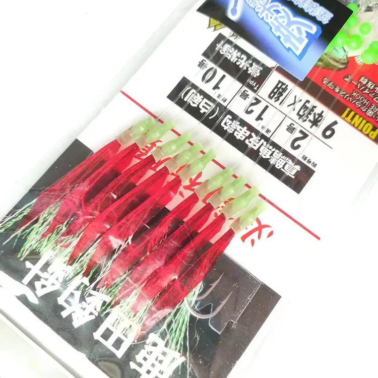 东海白带鱼钓组舟山渔山青岛刀鱼串钩鹿田仿生红色鱼皮9钩串钩