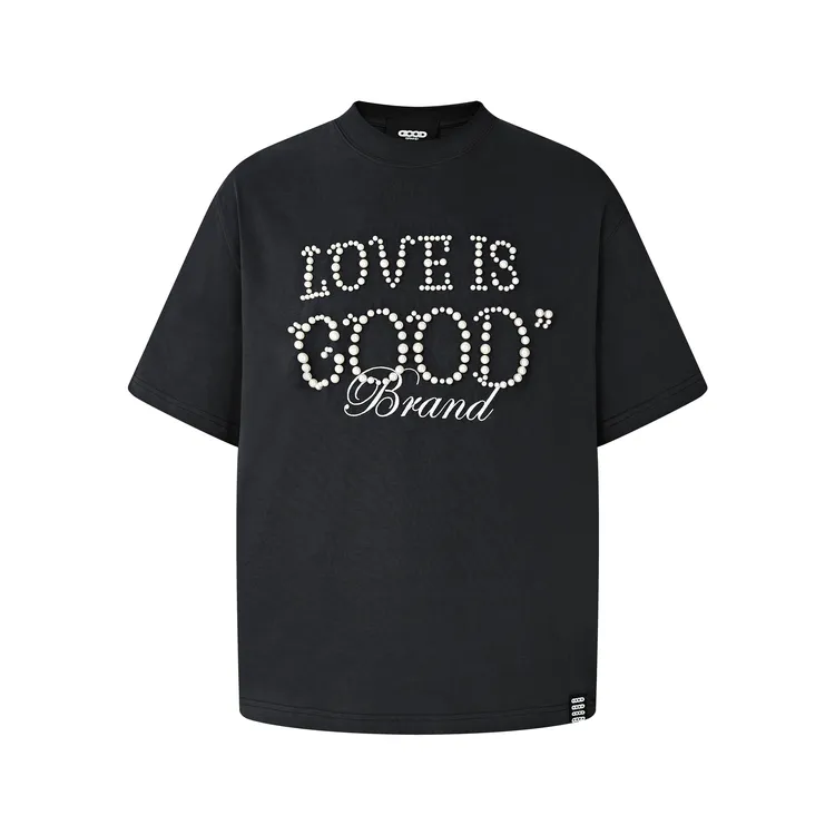 GOODBRAND24春夏LOVEISGOOD多色珍珠标语时尚高级美式宽松廓形T恤商品图