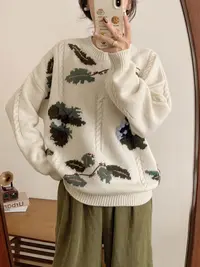 23秋冬新款女圆领重工绣花时尚休闲针织女套衫 厚3123