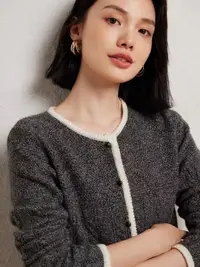 2024秋冬新款小香风4352开衫加厚绞花圆领毛衣针织衫外套