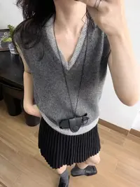 V领马甲无袖叠穿百搭韩版2024宽松休闲针织4875毛衣