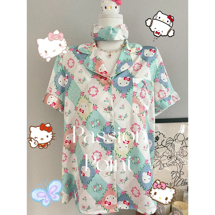 Passion Point发财宅女同款短袖版夏季卡通睡衣家居服套装