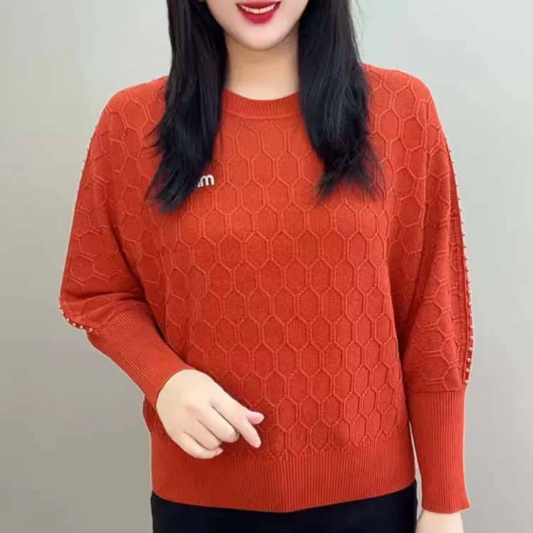 圆领百搭秋冬款气质减龄中老年毛衣妈妈装2025新款宽松休闲打底衫