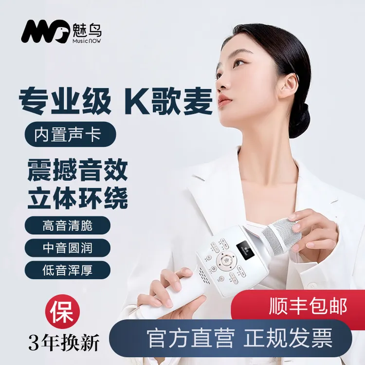 魅鸟智屏音响麦克风无线蓝牙声卡直播户外家庭车载K歌神器