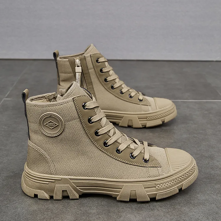 【加绒和单鞋】款新款男士侧拉链鞋户外防滑耐磨透气舒适登山