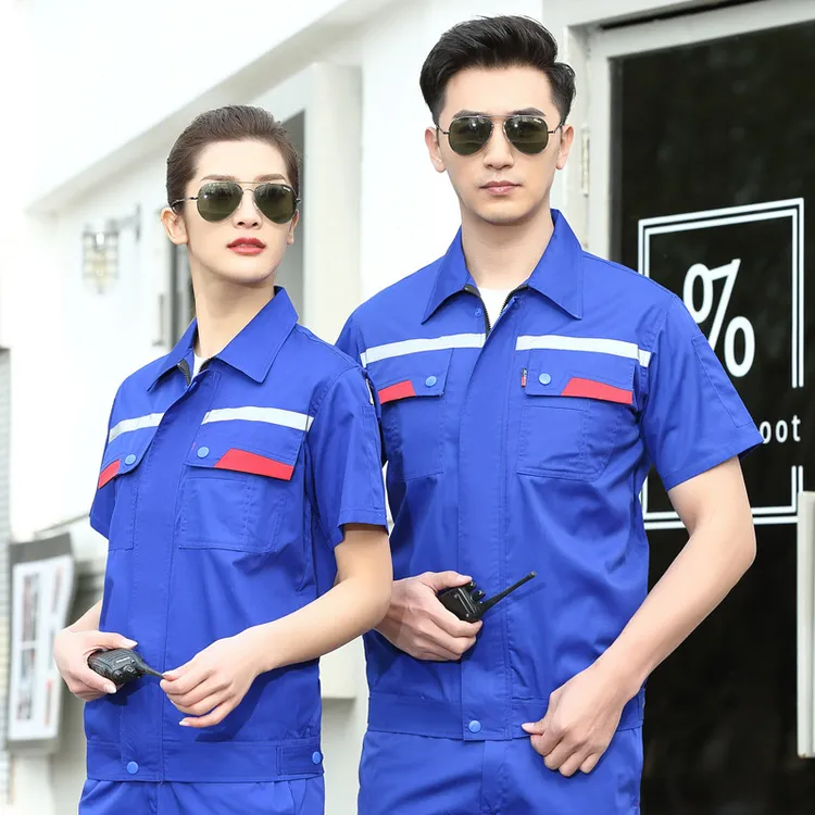 工作服男防静电短袖夏季加油站石化电子厂加气站工人女定制劳保服
