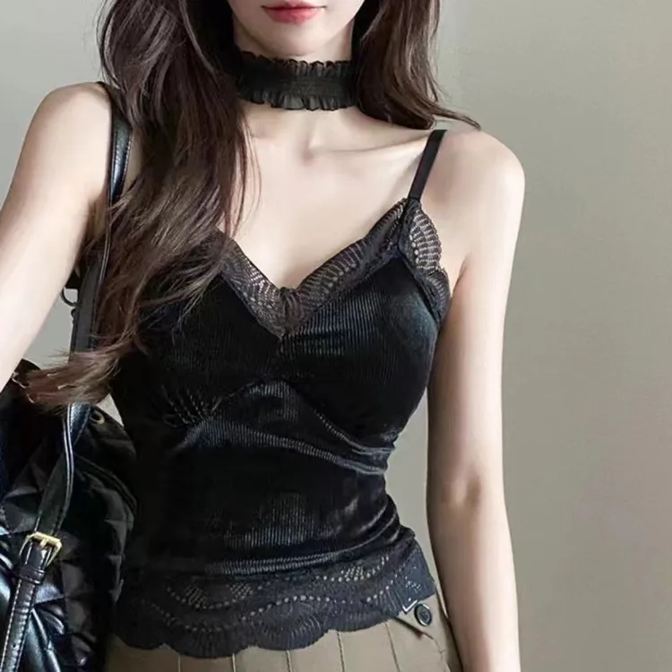 新款法式背心女秋冬外套带女背心吊带内搭性感上衣