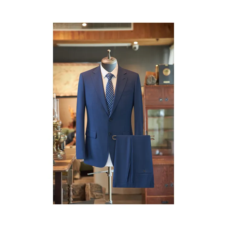 ZHILUYANG/指路羊1007雾霾蓝色全羊毛男士商务绅士高定西服套装