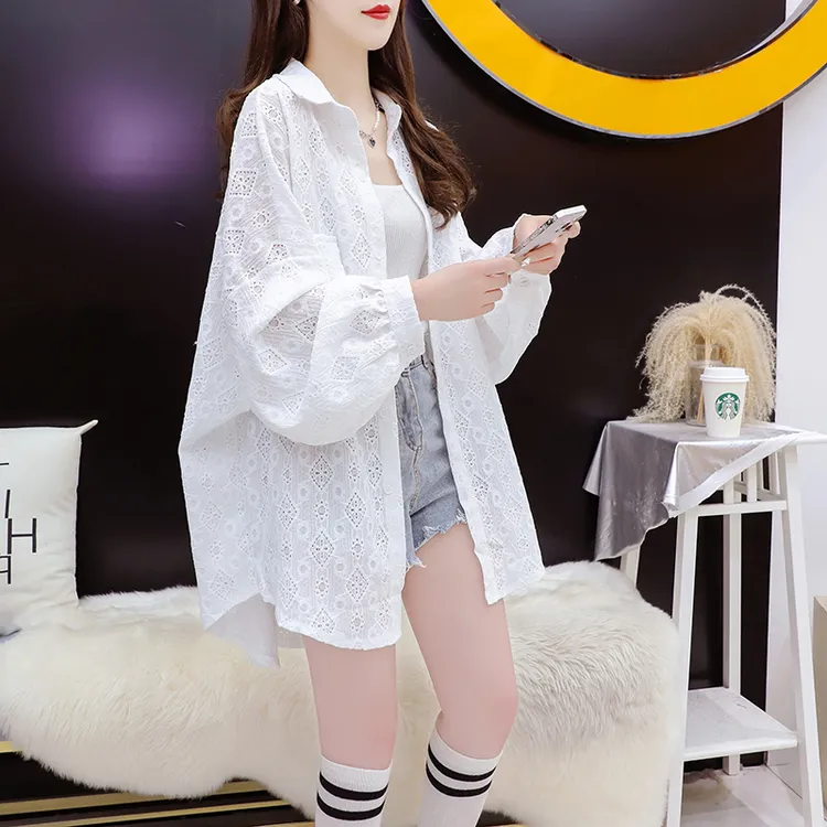 白色衬衫女款2025新款夏季薄款宽松休闲洋气百搭高级感防晒衣外套