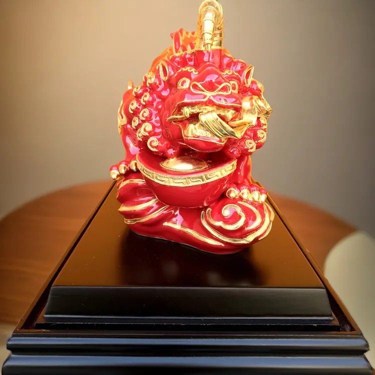 漆线雕貔貅陶瓷金蟾工艺品创意玄关家用中式吉祥物摆设桌面