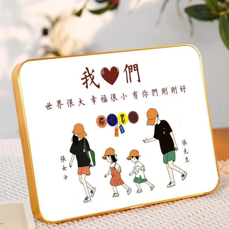 网红卡通一家三口一家四口桌面摆件动漫人物摆台画桌摆画精美摆件