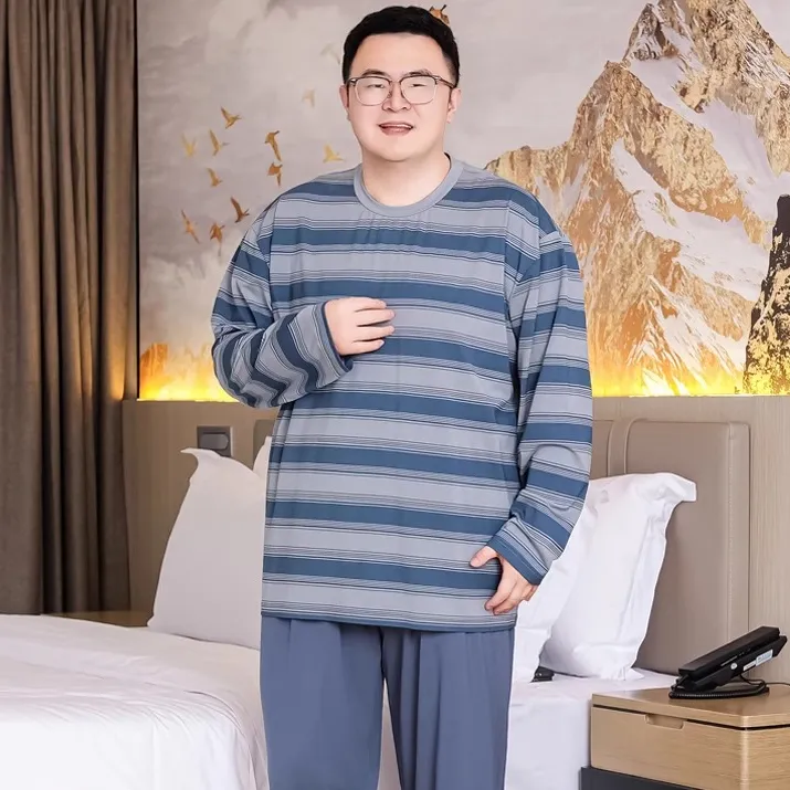 大码男睡衣200-300斤莫代尔棉睡衣男加肥加大春秋大码家居服套装