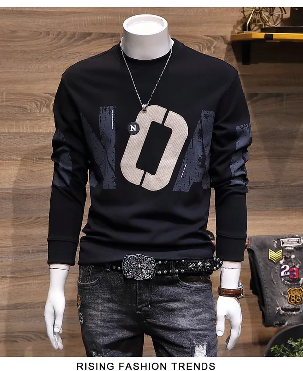 男款秋装卫衣打底衫秋冬时尚潮流圆领加绒外套休闲百搭男秋款上衣