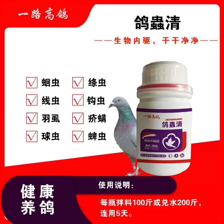 【一路高鸽】鸽蟲清鸽子蛔虫毛滴虫羽虱跳蚤肉鸽健康饮水