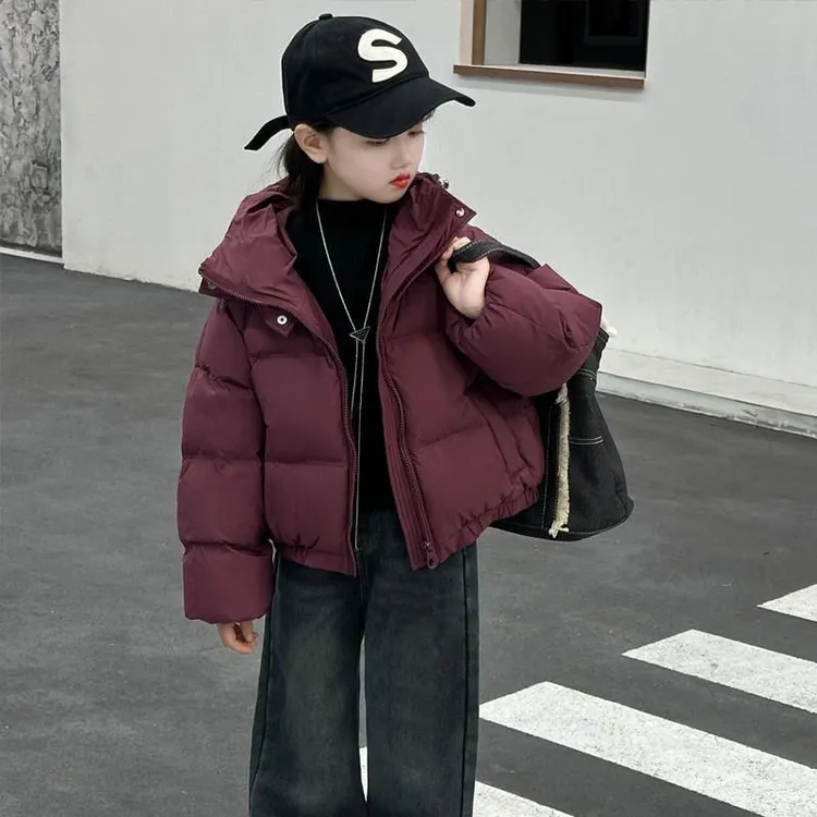 女童棉服冬装2025短款女大童棉服保暖面包服儿童冬款棉服加厚外套