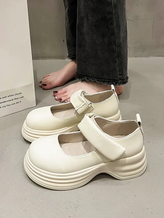 2024新款玛丽珍女鞋百搭气质单鞋春夏款厚底英伦风圆头白色小众