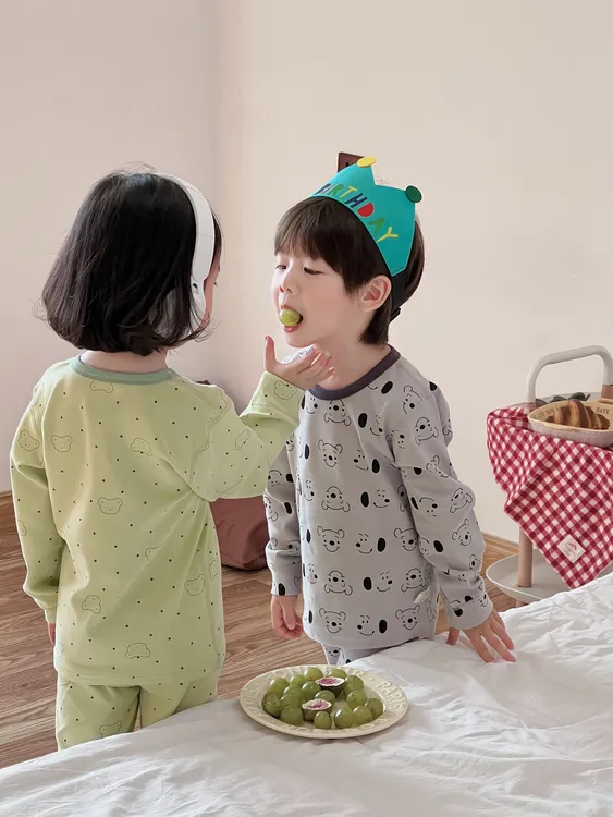 加厚收口300G儿童纯棉拉架无骨内衣套装男童女童秋衣秋裤家居套装