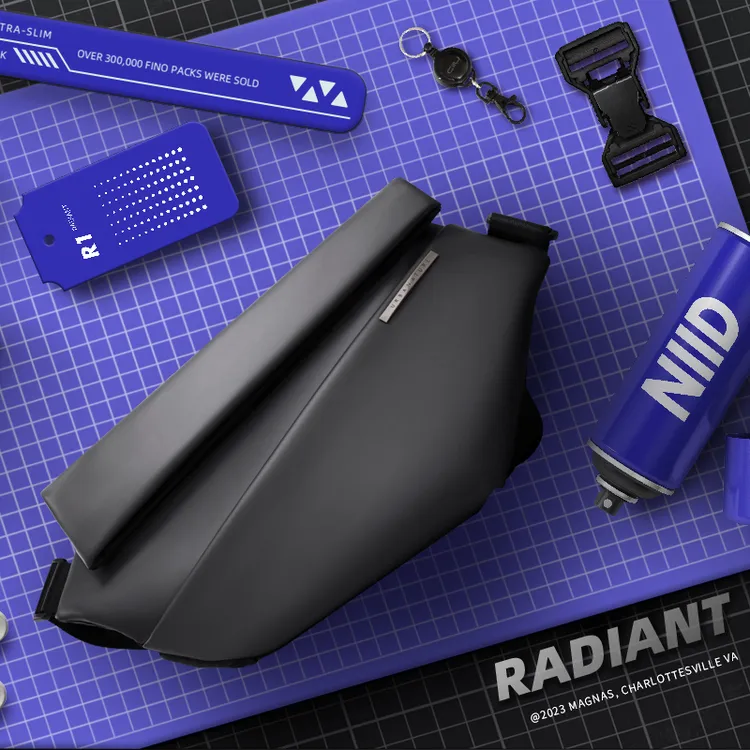 NIID爆款斜挎包男款高级感皮质磁吸数码单肩包通勤骑行原创R1黑标