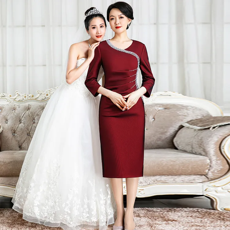 5462喜婆婆婚宴装参加儿子婚礼妈妈礼服高贵丈母娘连衣裙修身气质