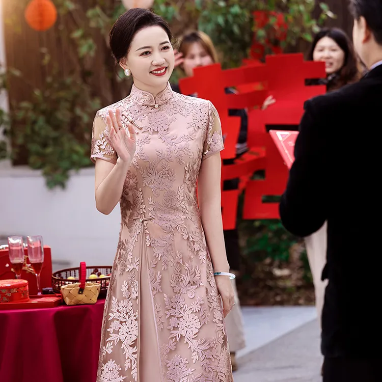 5666六月夏季新款旗袍裙高贵高档大气上档次婚礼宴会婚宴晚礼服