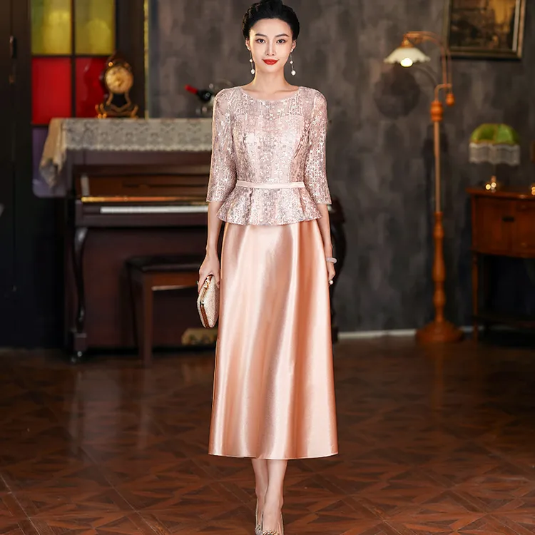 3372婚礼宴会礼服喜婆婆主持人显瘦气质优雅长款轻奢新款高贵