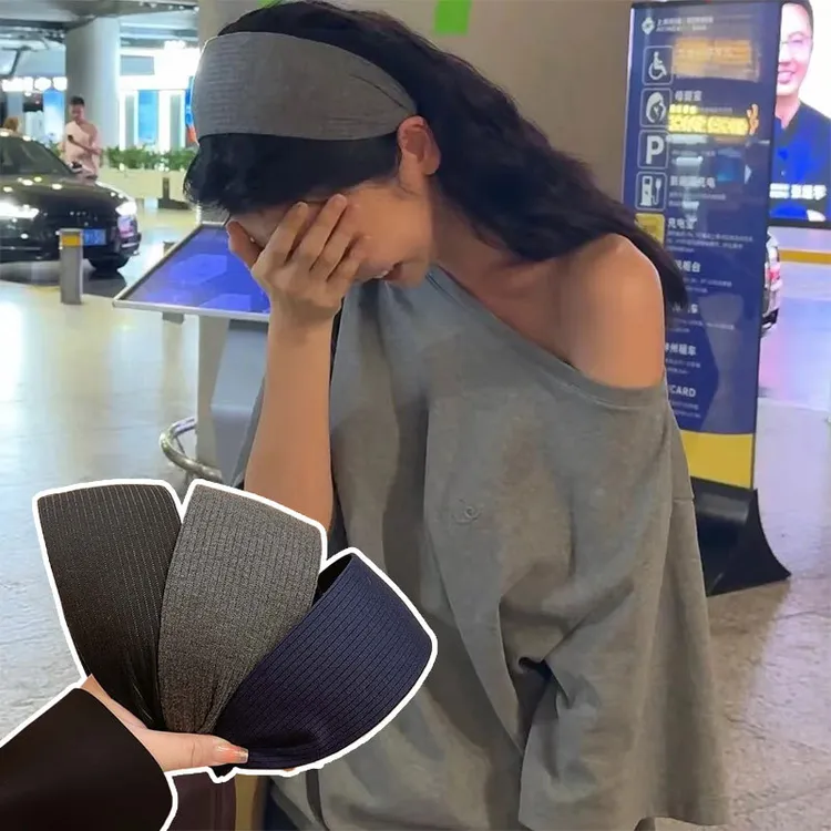 复古灰色针织发箍女坑条加宽遮发缝增高颅顶头箍防滑发卡发饰带