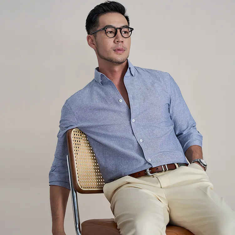 【高定手工一片领】2024秋季新款男士雅痞衬衫百搭商务休闲