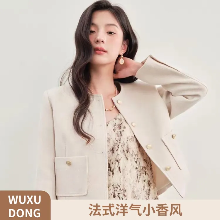 2321-XH新款小香风短款外套轻奢简约百搭双面呢气质高级感上衣