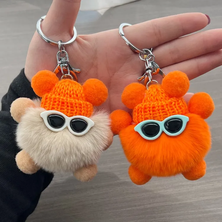 可爱獭兔毛小煤球包包挂件书包丑东西公仔挂饰卡通玩偶汽车钥匙扣