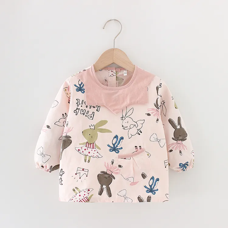 纯棉宝宝罩衣儿童围裙春秋防水防脏吃饭围兜婴幼儿小孩反穿衣护衣