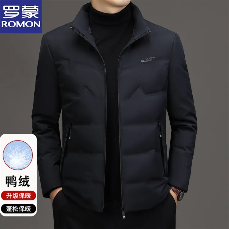 罗蒙羽绒服男士冬季轻薄短款保暖立领外套高端休闲中年爸爸冬装潮